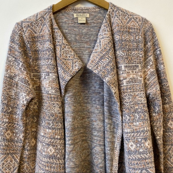 Lucky Brand Aztec Boho Open Front Wrap Cardigan Sweater Women's Size Small - Picture 2 of 8